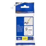 TZEFX221 BROTHER PT Labeltape 9mm wit zwart 8 meter gelamineerd