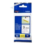 TZES221 BROTHER PT Labeltape 9mm wit zwart 8 meter gelamineerd