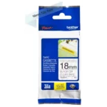 TZES141 BROTHER PT Labeltape 18mm helder zwart 8 meter gelamineerd