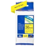 TZE661 BROTHER PT Labeltape 36mm geel zwart 8 meter gelamineerd