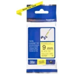 TZEFX621 BROTHER PT Labeltape 9mm geel zwart 8 meter gelamineerd