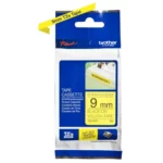 TZES621 BROTHER PT Labeltape 9mm geel zwart 8 meter gelamineerd