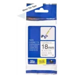TZEFX241 BROTHER PT Labeltape 18mm wit zwart 8 meter gelamineerd