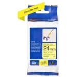 TZEFX651 BROTHER PT Labeltape 24mm geel zwart 8 meter gelamineerd