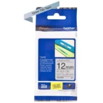 TZEM931 BROTHER PT Labeltape 12mm zilver zwart 8 meter gelamineerd mat