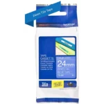 TZE555 BROTHER PT Labeltape 24mm blauw wit 8 meter gelamineerd