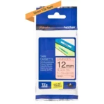 TZEB31 BROTHER PT Labeltape 12mm oranje zwart 5 meter gelamineerd