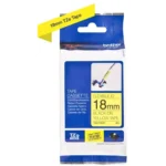 TZEFX641 BROTHER PT Labeltape 18mm geel zwart 8 meter gelamineerd