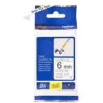 TZEFX211 BROTHER PT Labeltape 6mm wit zwart 8 meter gelamineerd