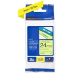 TZEC51 BROTHER PT Labeltape 24mm geel zwart 5 meter gelamineerd waterbestendig
