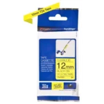 TZEFX631 BROTHER PT Labeltape 12mm geel zwart 8 meter gelamineerd