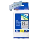 TZEM961 BROTHER PT Labeltape 36mm zilver zwart 8 meter gelamineerd mat