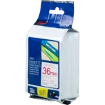 TZE262 BROTHER PT Labeltape 36mm wit rood 8 meter gelamineerd
