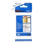 TZEN231 BROTHER PT Labeltape 12mm wit zwart 8 meter niet gelamineerd