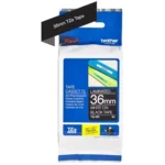 TZE365 BROTHER PT Labeltape 36mm zwart wit 8 meter gelamineerd