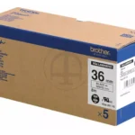 HGE261V5 BROTHER PT Labeltape (5) 36mm wit zwart 8 meter gelamineerd