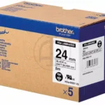 HGEM951V5 BROTHER PT Labeltape (5) 24mm zilver zwart 5x8 meter gelamineerd mat