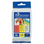 TZE31M3 BROTHER PT Labeltape (3) 12mm geel rood wit zwart 3x8 meter