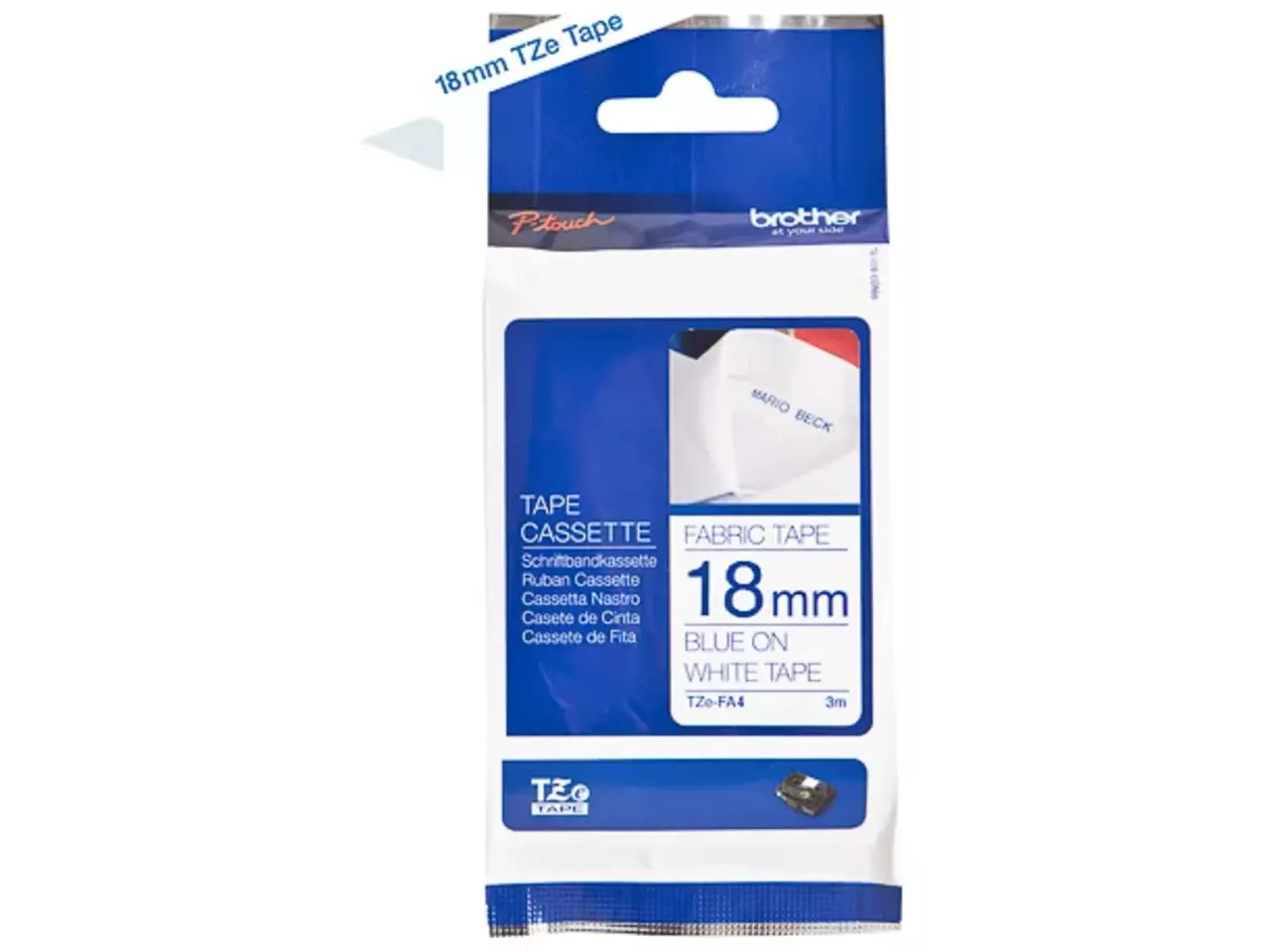 914005440873.webp TZEFA4 BROTHER PT Strijkband 18mm wit blauw 3 meter niet gelamineerd textiel - Afbeelding 1