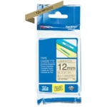 TZEMPGG31 BROTHER PT Labeltape 12mm zwart goud 4 meter gelamineerd