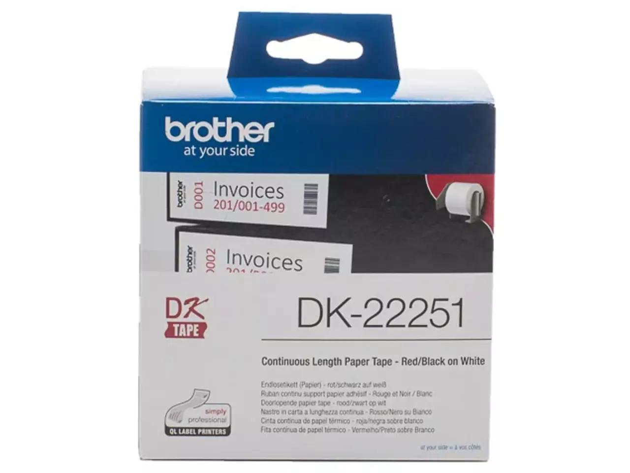 914005440895.webp DK22251 BROTHER QL800 Etiketrol 62mm wit zwart-rood 15,24 meter permanent - Afbeelding 1
