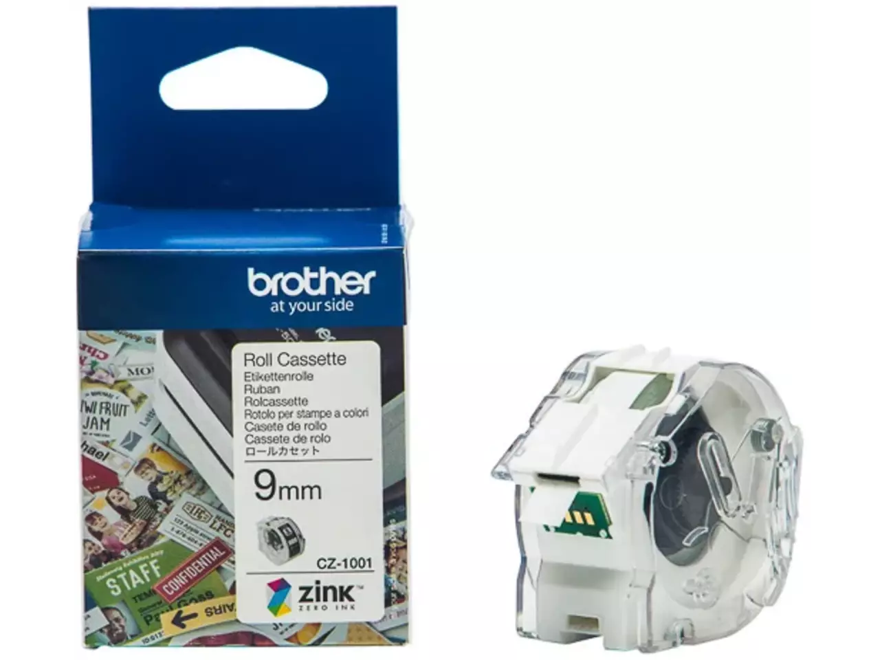 914005440913.webp CZ1001 BROTHER PT Etiketrol 9mm wit kleurig 5 meter permanent ZINK papier - Afbeelding 1