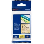 TZEPR831 BROTHER PT Labeltape 12mm zwart goud 8 meter gelamineerd