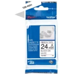 TZER251 BROTHER PT Labeltape 24mm wit zwart 8 meter gelamineerd textiel