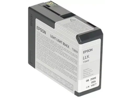 De Epson inktpatroon Light Light Black T580900 levert met 80 ml pigmentinkt consistente, diepe zwarttinten voor professionele afdrukken. Deze enkele