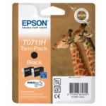 C13T07114H10 EPSON T0711 Stylus Inkt (2) zwart 2x370pagina's 2x11,1 ml