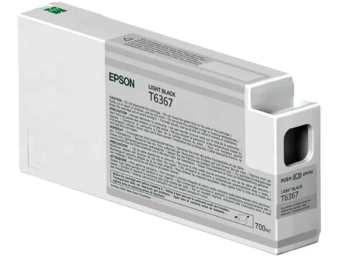 De Epson inktpatroon Light Black T636700 UltraChrome HDR 700 ml is een pigmentgebaseerde zwarte inktcartridge die zorgt voor professionele afdrukkwaliteit
