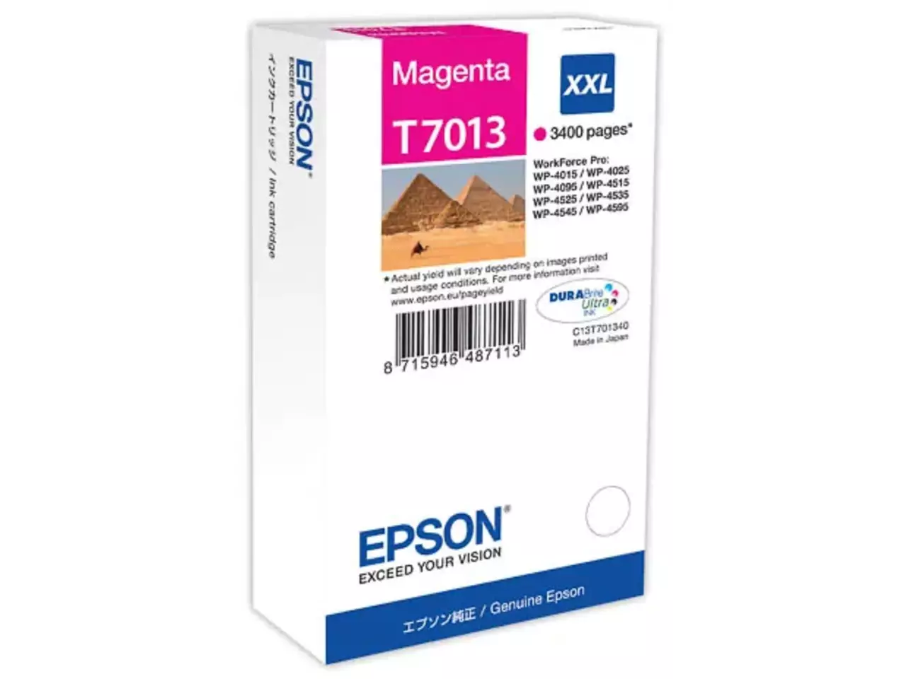 170015440724.webp C13T70134010 EPSON T7013XXL WP Inkt magenta EHC 3400pagina's 34ml - Afbeelding 1