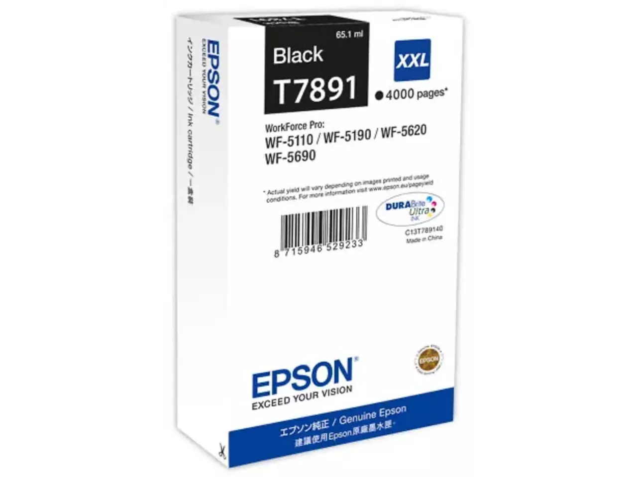 170015440939.webp C13T789140 EPSON T7891 WF Inkt zwart EHC 4000pagina's 65ml - Afbeelding 1