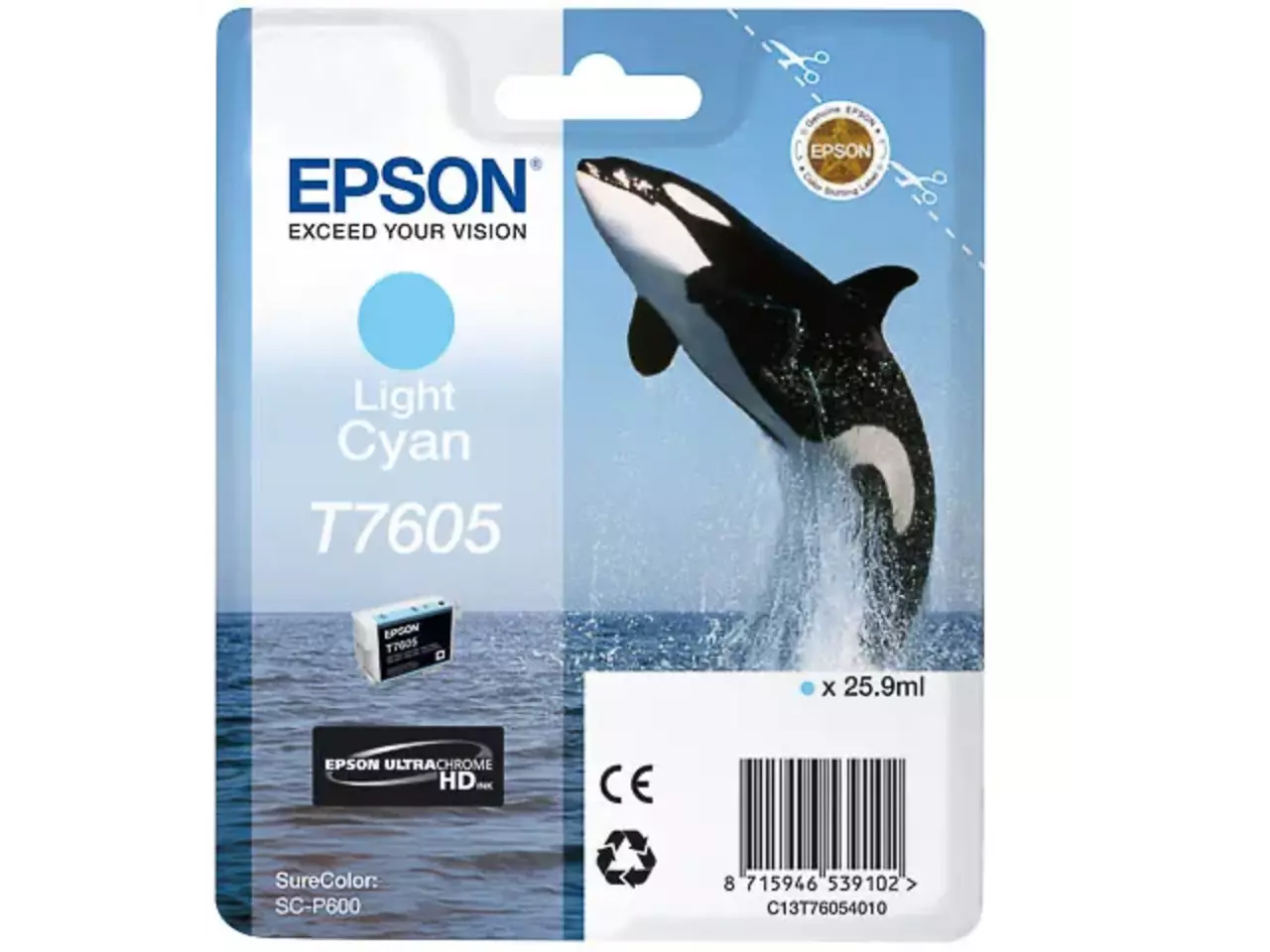 170015440980.webp C13T76054010 EPSON T7605 SC Inkt lichtcyaan 2400pagina's 25,9ml - Afbeelding 1