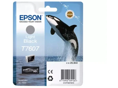 De Epson T7607 grijs is een hoogwaardige pigmentinkt in een handige enkele verpakking van 25,9 ml, speciaal ontwikkeld voor de