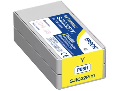 De Epson SJIC22P(Y) is een gele inktcartridge voor ColorWorks-printers en levert heldere, duurzame afdrukken dankzij pigmentinkt. Met 32,5 ml inhoud