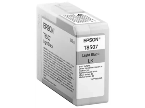 De Epson Singlepack Light Black T850700 is een inktcartridge op pigmentbasis met 80 ml zwarte inkt, speciaal ontworpen voor Epson