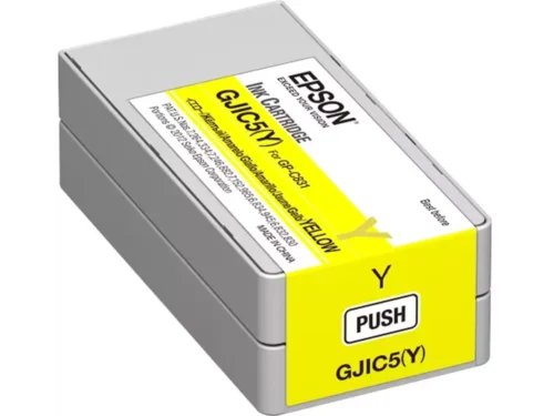 De Epson GJIC5(Y) inktcartridge is een gele, pigmentgebaseerde cartridge voor de ColorWorks C831 en GP-C831 labelprinters. Met 32,5 ml aan