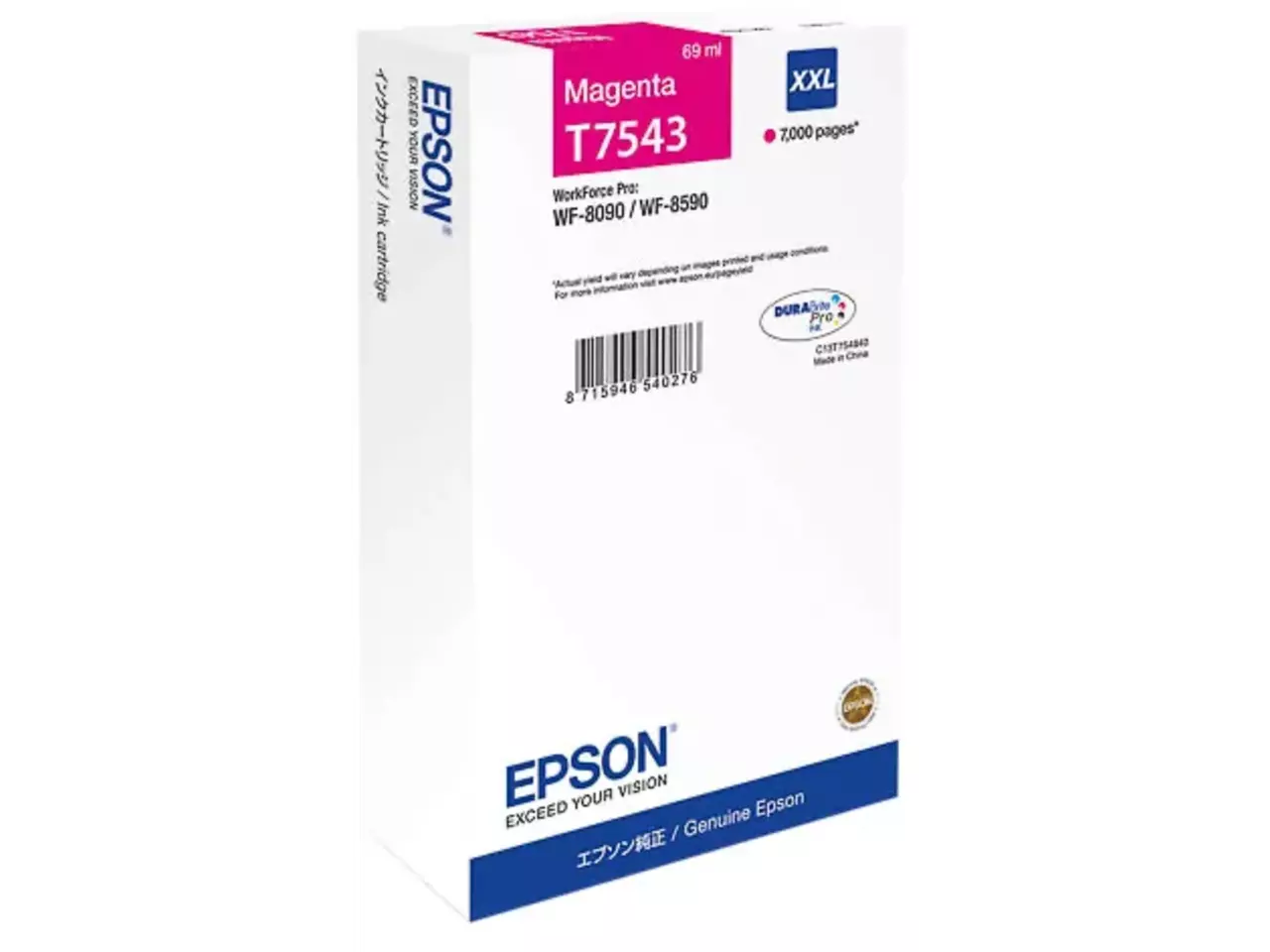170015441046.webp C13T754340 EPSON T7543 WF Inkt magenta EHC 7000pagina's 69ml - Afbeelding 1