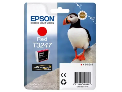 De Epson T3247 Red is een originele pigmentinktcartridge met normaal rendement voor de EPSON SureColor SC-P400, goed voor scherpe rode