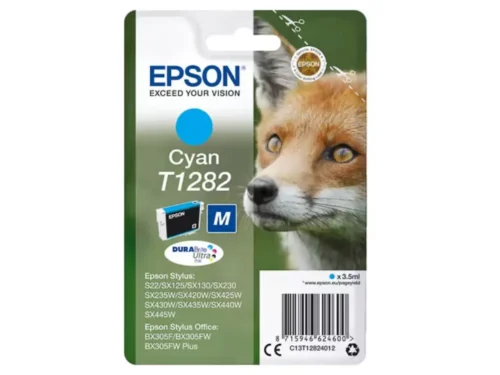 De Epson Fox T1282 cyaan inktcartridge levert heldere kleuren en is geschikt voor diverse Epson Stylus-printers. Met een opbrengst van