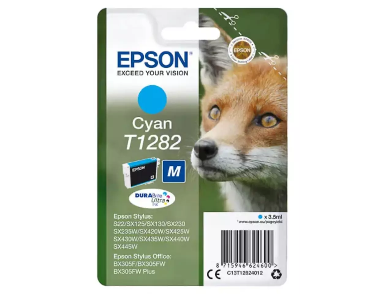 170015441179.webp C13T12824012 EPSON T1282 BX Inkt cyaan Durabrite Ultra 175pagina's 3,5ml - Afbeelding 1