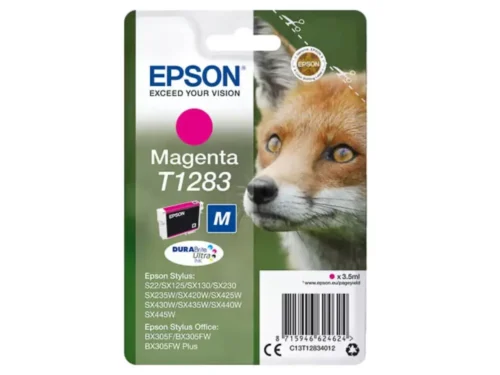 De Epson Fox T1283 Vos DURABrite Ultra magenta inktcartridge levert scherpe, heldere afdrukken met pigmentinkt en een opbrengst tot 160