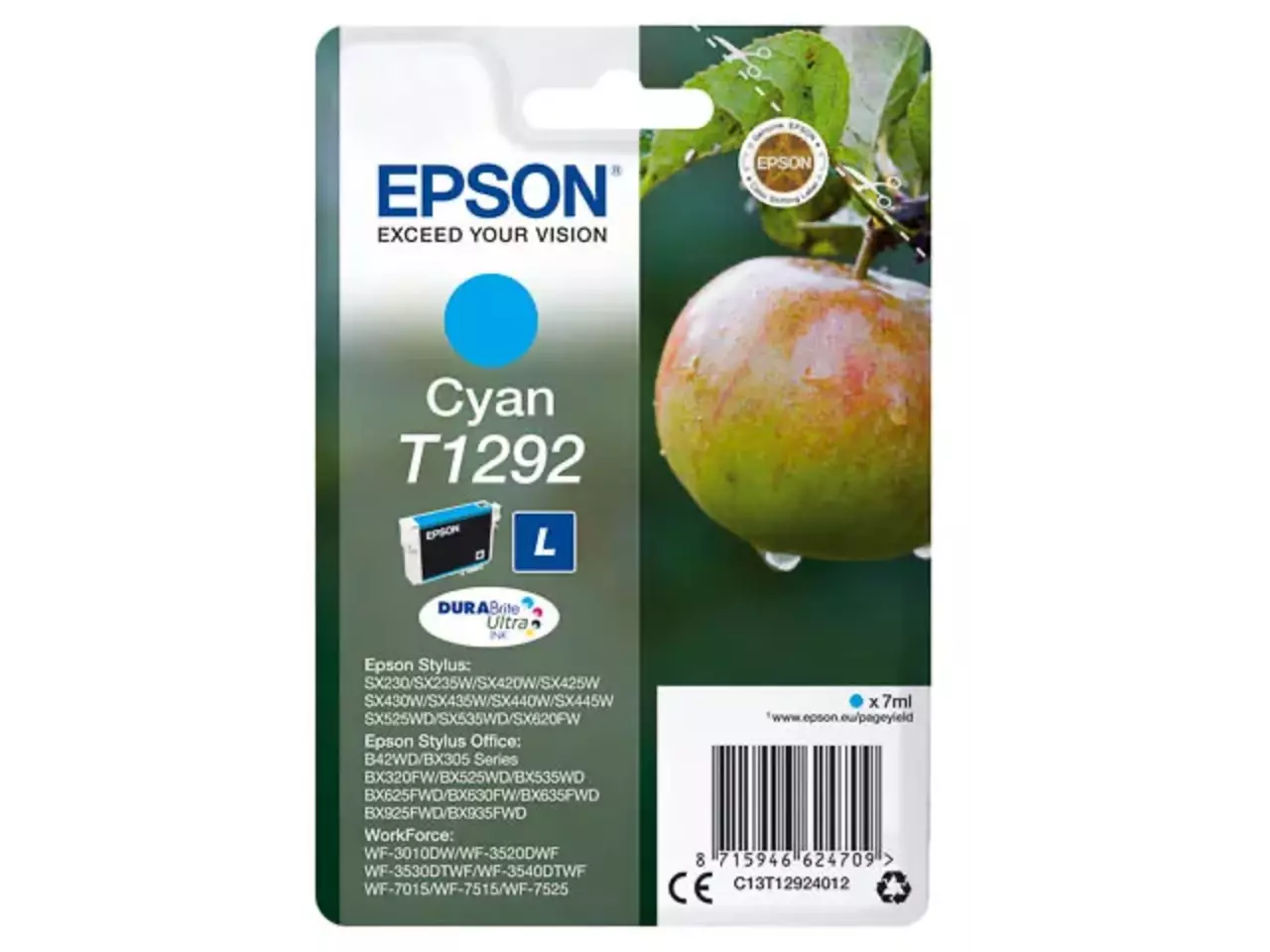 170015441189.webp C13T12924012 EPSON T1292 BX Inkt cyaan ST 474pagina's 7ml - Afbeelding 1