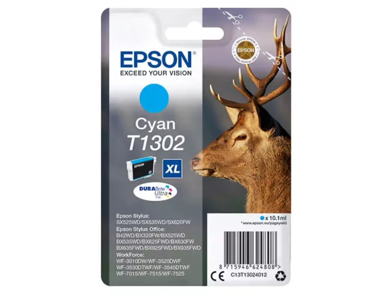 170015441199.webp C13T13024012 EPSON T1302XL BX Inkt cyaan HC 880pagina's 10,1ml - Afbeelding 1