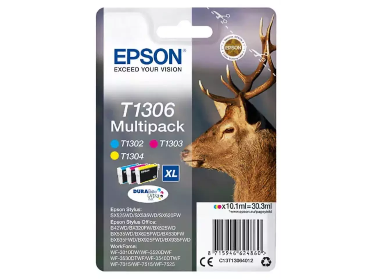 170015441205.webp C13T13064012 EPSON T1306XL BX Inkt (3) cmy HC 880c/580m/855ypagina's 3x10,1 ml - Afbeelding 1