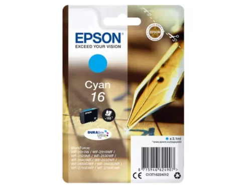 De Epson Pen and crossword Singlepack Cyan 16 DURABrite Ultra Ink is een betrouwbare cyaan inktcartridge met normaal rendement, goed