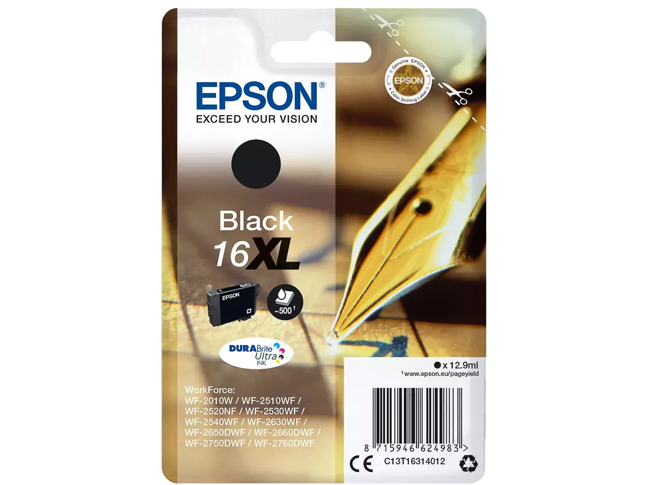 170015441217.webp C13T16314012 EPSON 16XL WF Inkt zwart HC 500pagina's 12,9ml - Afbeelding 1