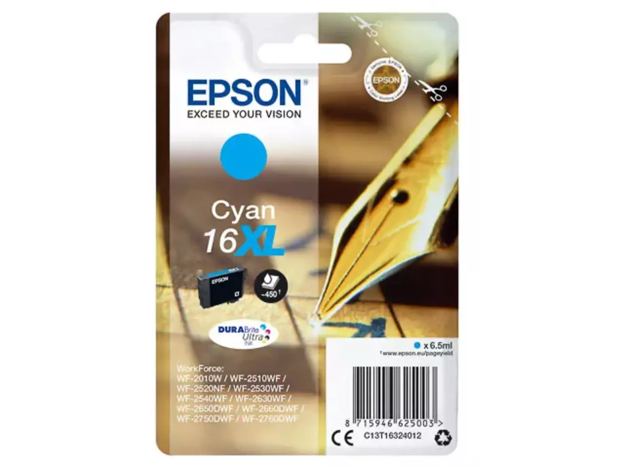 170015441219.webp C13T16324012 EPSON 16XL WF Inkt cyaan HC 450pagina's 6,5ml - Afbeelding 1
