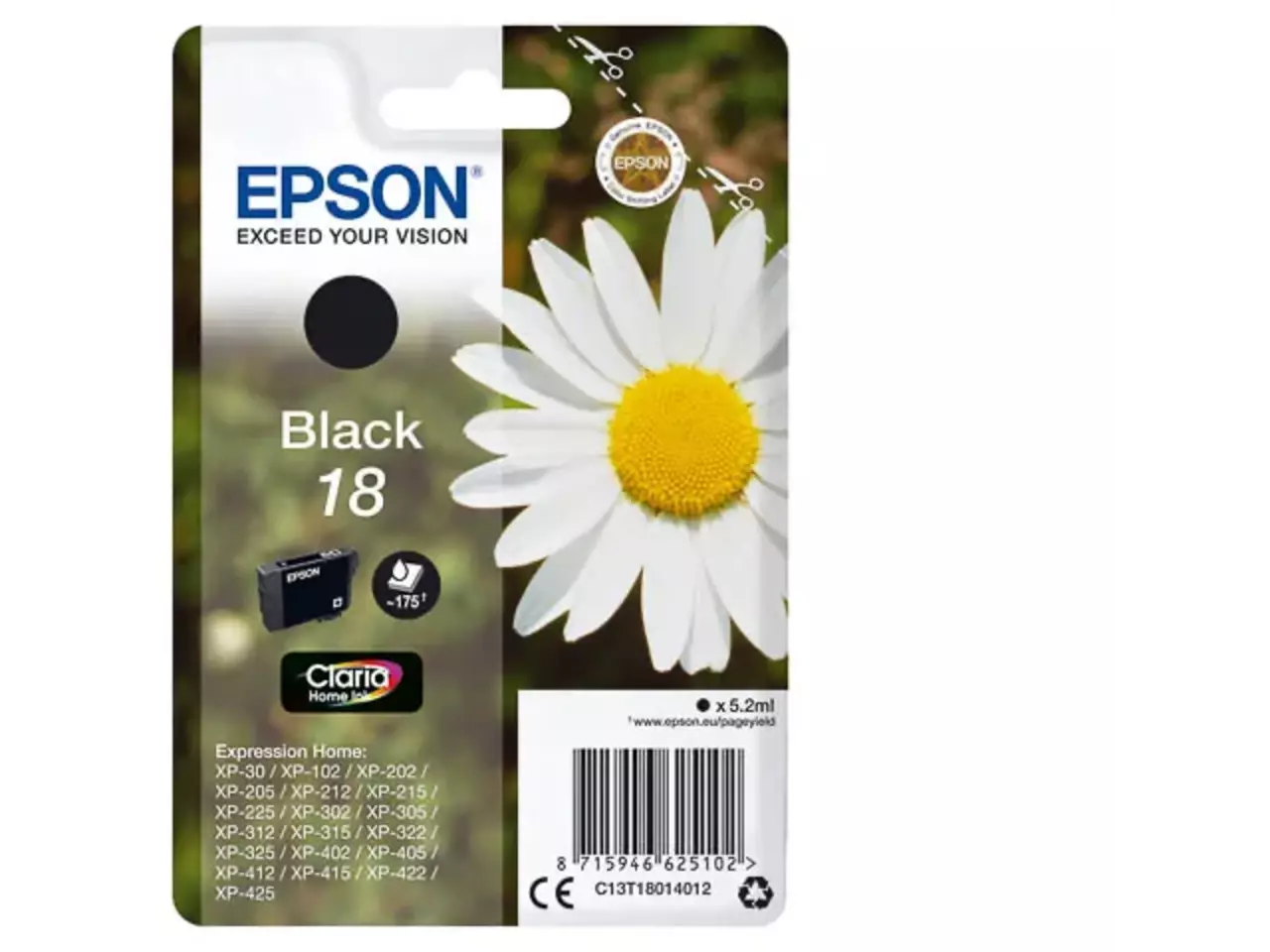 170015441229.webp C13T18014012 EPSON 18 XP Inkt zwart ST 175pagina's 5,2ml - Afbeelding 1